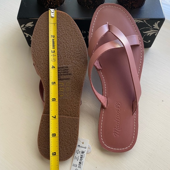Madewell Rose Leather Boardwalk Crisscross Thong Sandals Size 6 - Picture 6 of 9